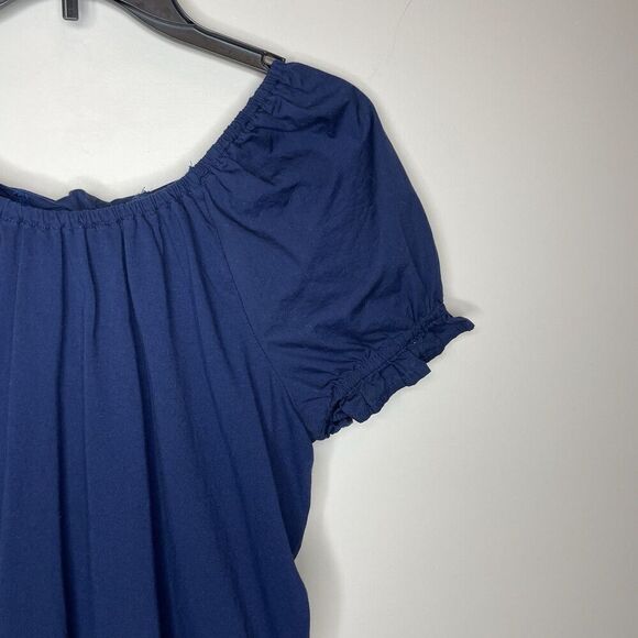 J.CREW Bow Back Top Women Medium Navy Blue 100% Cotton Loose Fit BQ131 - Picture 2 of 11